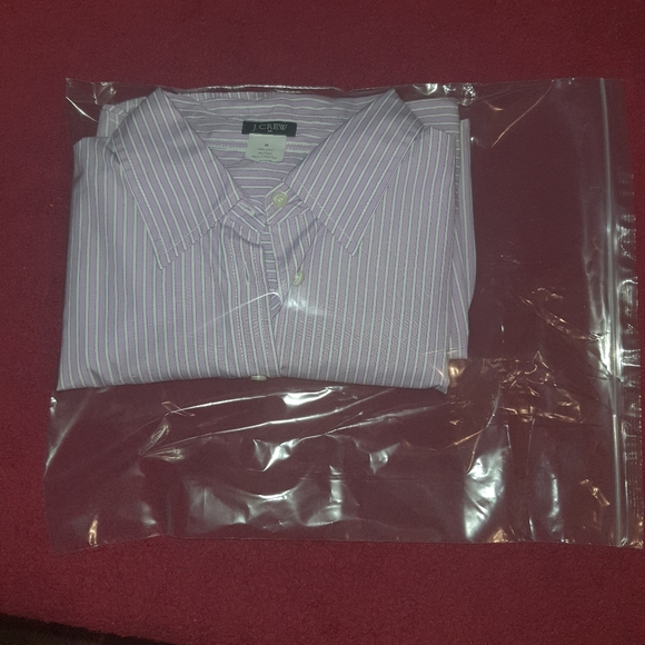 J Crew Women's Classic Cotton Long Sleeve Pinstripe Casual Shirt Violet Purple M - Picture 9 of 9